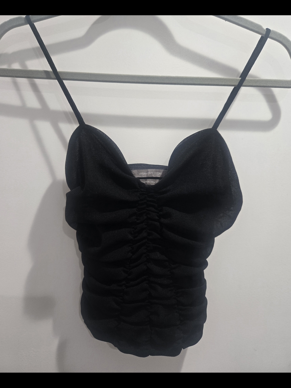 Urban Outfitters Black Ruched Spaghetti-Strap Cami